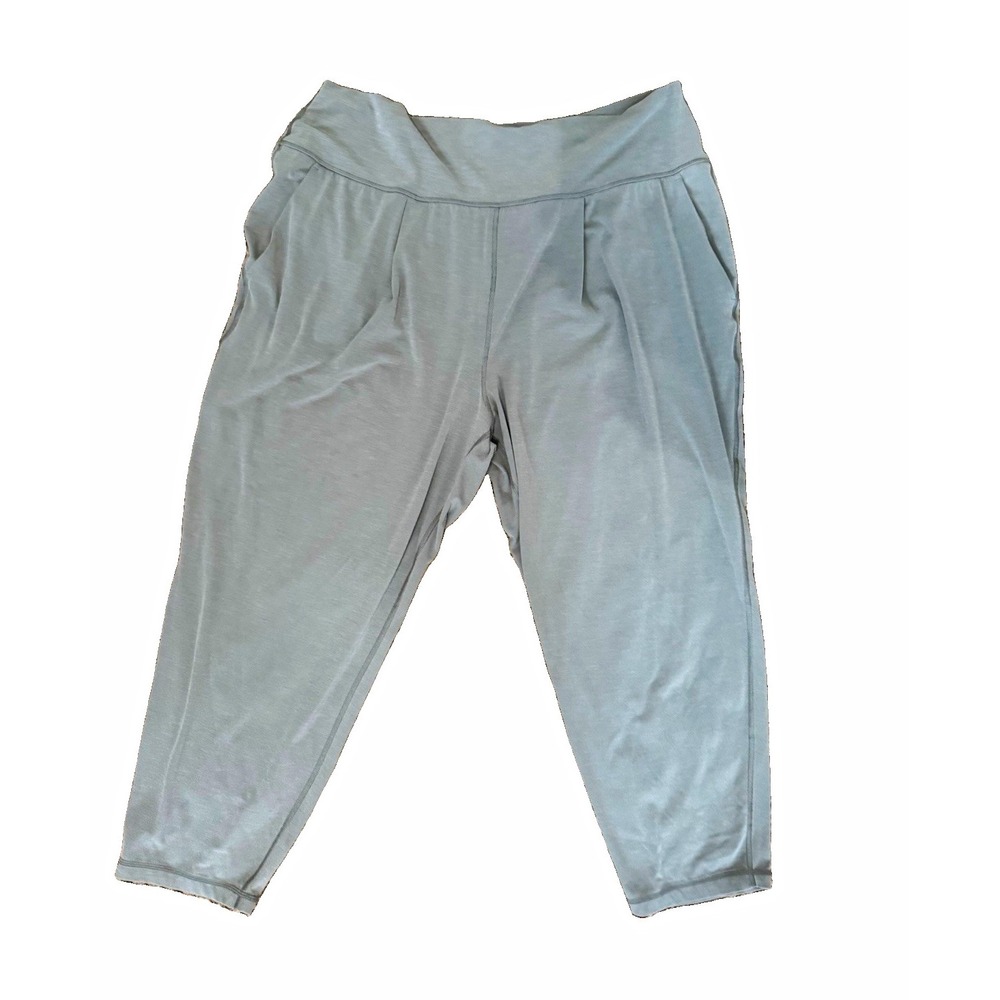 Athleta Elation Pants 2X Plus Gray Pull On Stretch Pockets comfy active yoga
